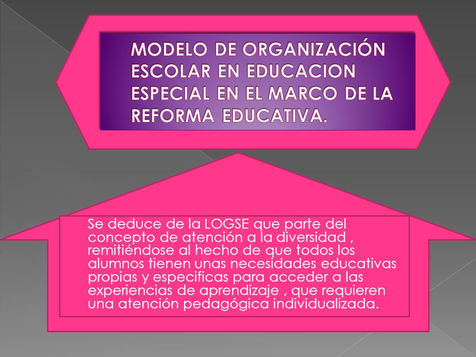 MODELO DE ORGANIZACIÓN ESCOLAR EN EDUCACION ESPECIAL EN EL MARCO DE LA REFORMA EDUCATIVA.