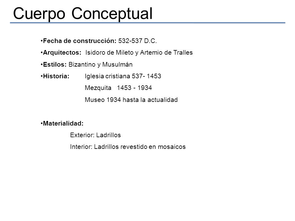 Cuerpo Conceptual Fecha de construcción: D.C.