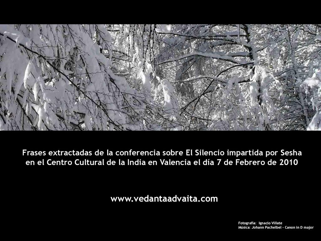 Frases extractadas de la conferencia sobre El Silencio impartida por Sesha en el Centro Cultural de la India en Valencia el día 7 de Febrero de 2010