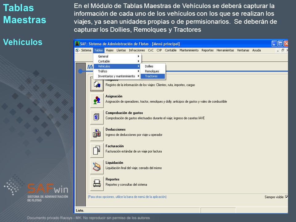 Tablas Maestras Vehículos