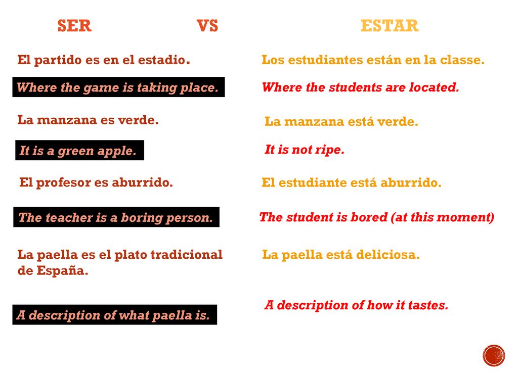 El partido es en el estadio. Los estudiantes están en la classe.