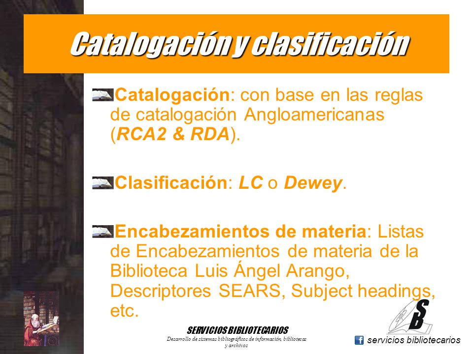 Catalogación y clasificación