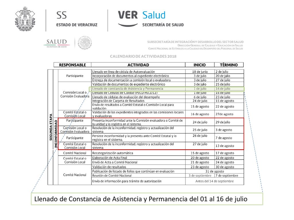 Llenado de Constancia de Asistencia y Permanencia del 01 al 16 de julio