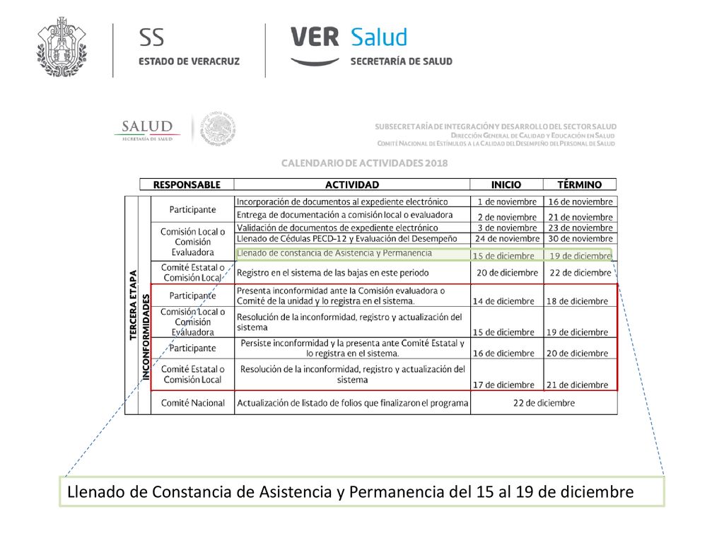 Llenado de Constancia de Asistencia y Permanencia del 15 al 19 de diciembre