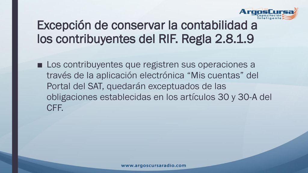 Excepción de conservar la contabilidad a los contribuyentes del RIF