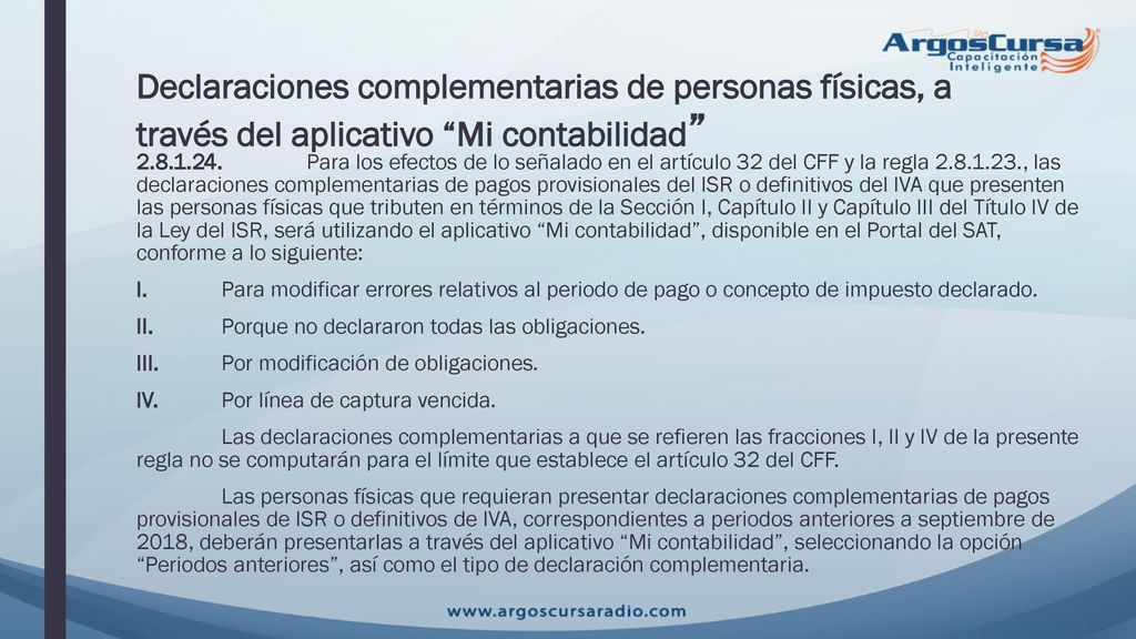 Declaraciones complementarias de personas físicas, a través del aplicativo Mi contabilidad