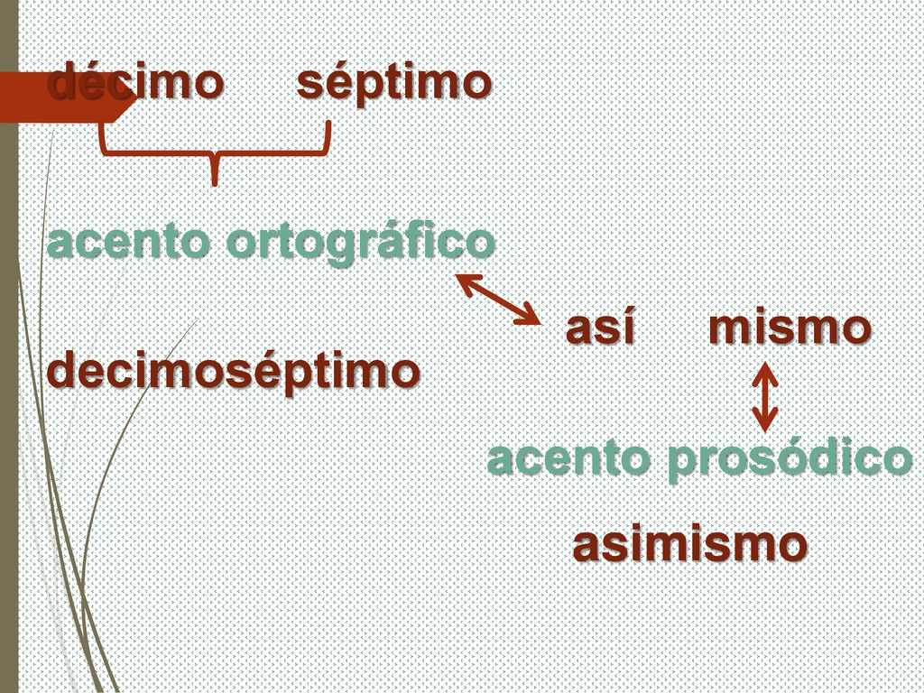 décimo séptimo acento ortográfico así mismo decimoséptimo acento prosódico asimismo
