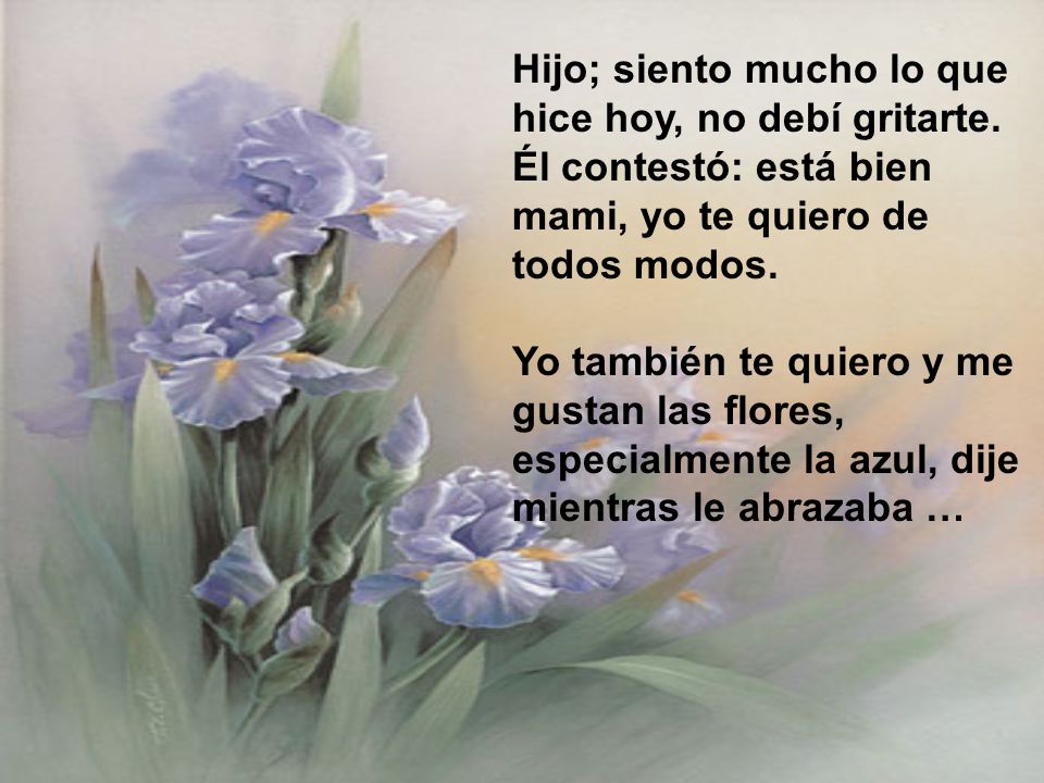 Hijo; siento mucho lo que hice hoy, no debí gritarte