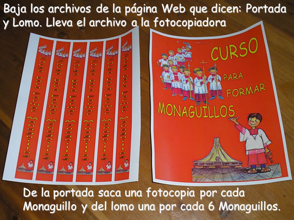 Baja los archivos de la página Web que dicen: Portada y Lomo