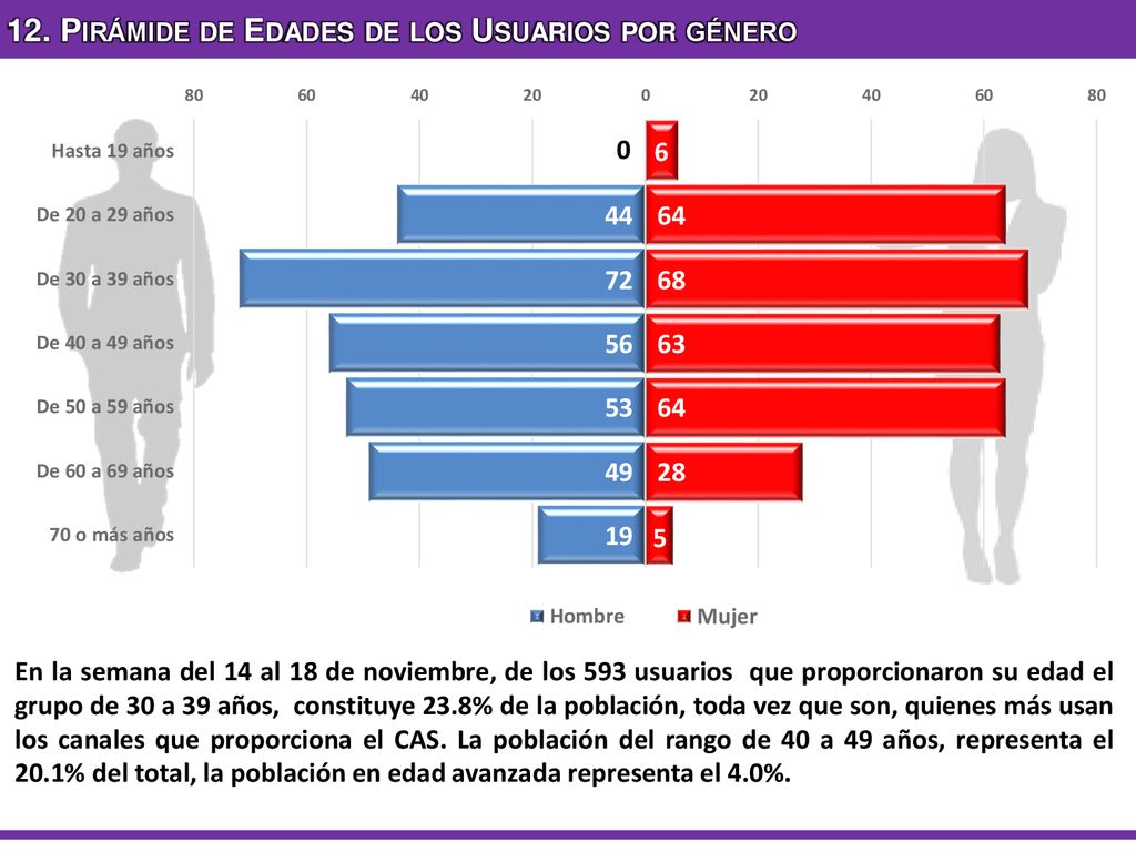 12. Pirámide de Edades de los Usuarios por género