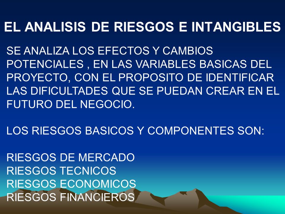 EL ANALISIS DE RIESGOS E INTANGIBLES