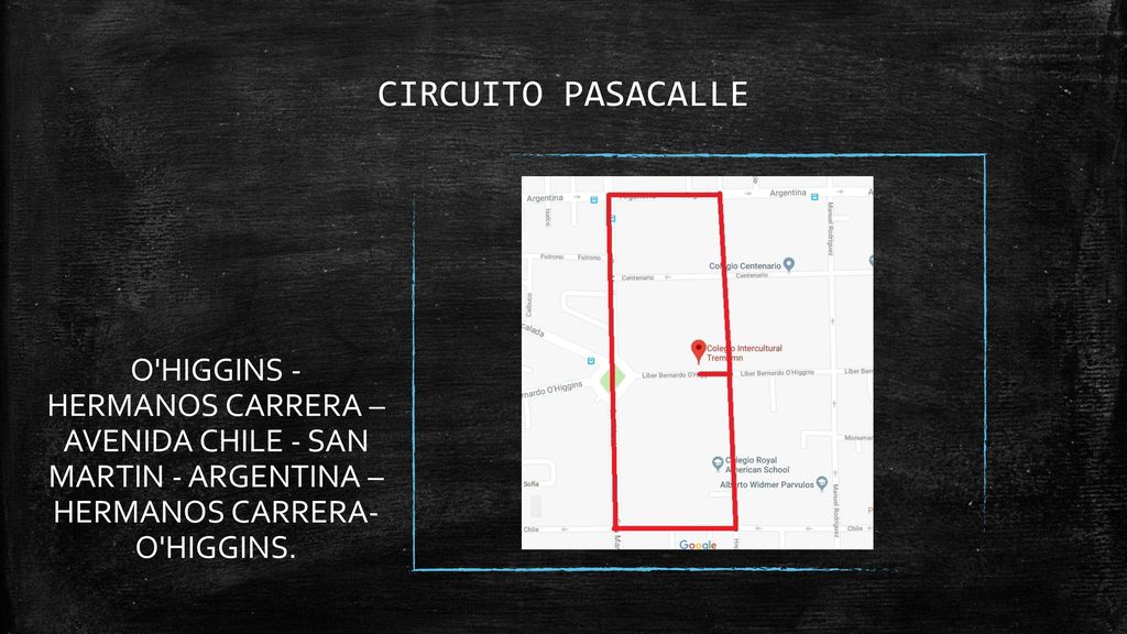 CIRCUITO PASACALLE O HIGGINS - HERMANOS CARRERA – AVENIDA CHILE - SAN MARTIN - ARGENTINA – HERMANOS CARRERA- O HIGGINS.