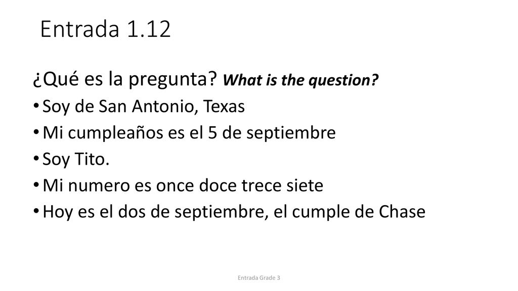 Entrada 1.12 ¿Qué es la pregunta What is the question