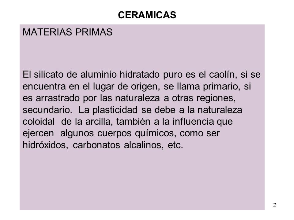 CERAMICAS MATERIAS PRIMAS.