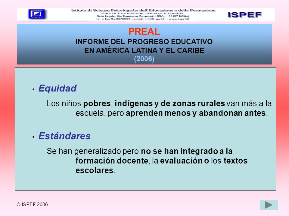 INFORME DEL PROGRESO EDUCATIVO EN AMÉRICA LATINA Y EL CARIBE