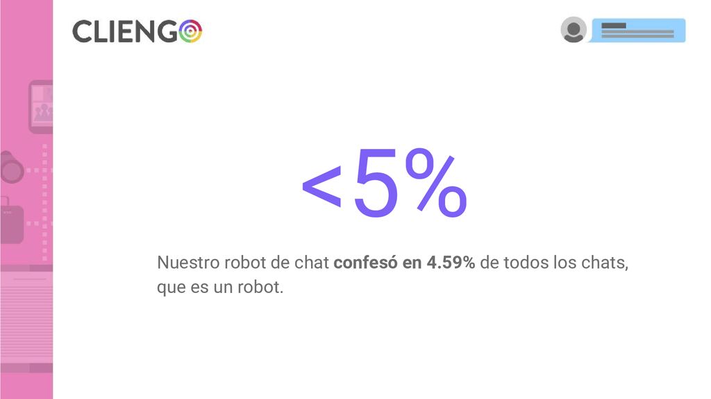<5% Nuestro robot de chat confesó en 4.59% de todos los chats, que es un robot.