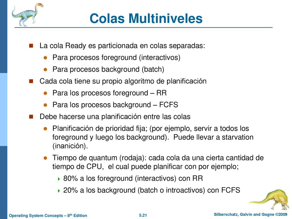 Colas Multiniveles La cola Ready es particionada en colas separadas:
