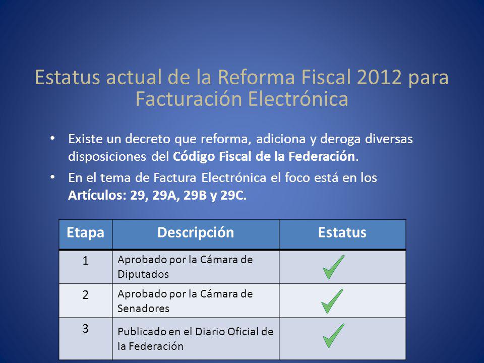 Estatus actual de la Reforma Fiscal 2012 para Facturación Electrónica