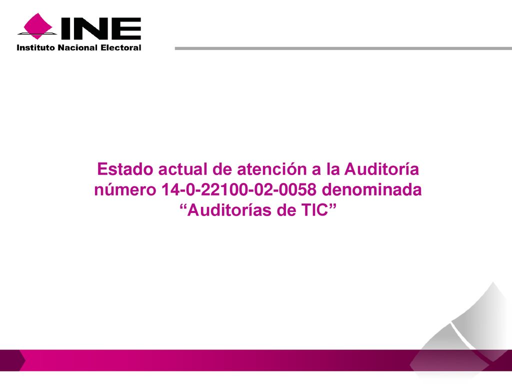 Estado actual de atención a la Auditoría número denominada Auditorías de TIC