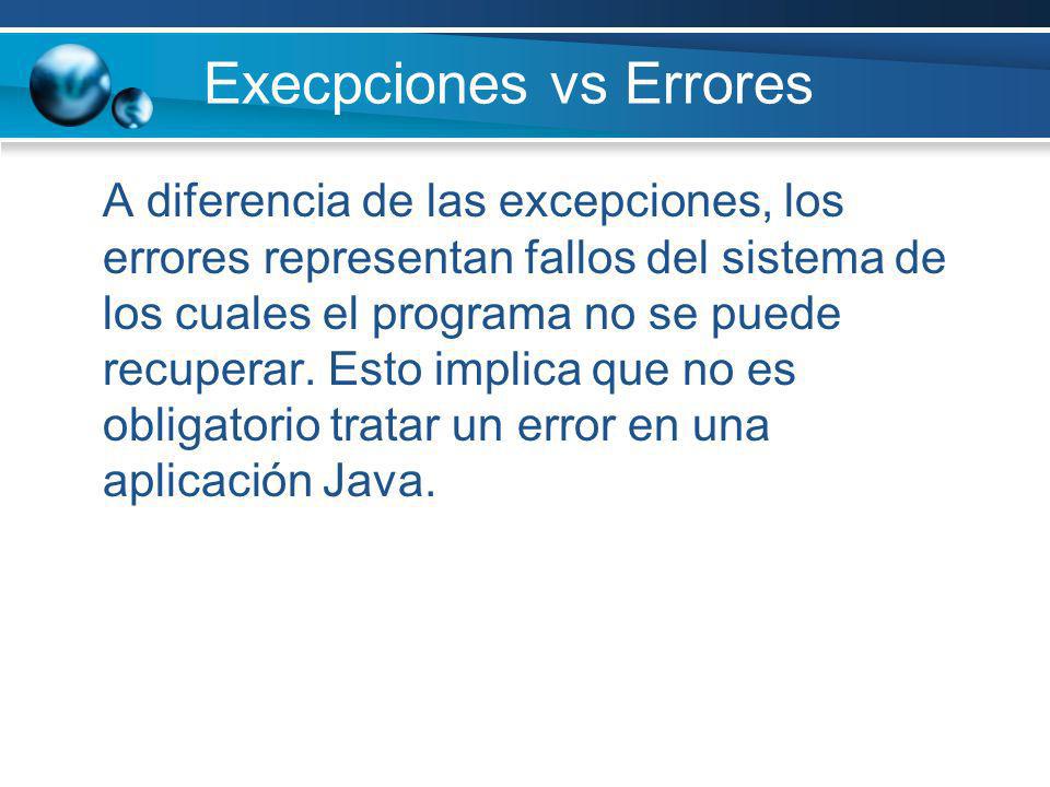 Execpciones vs Errores
