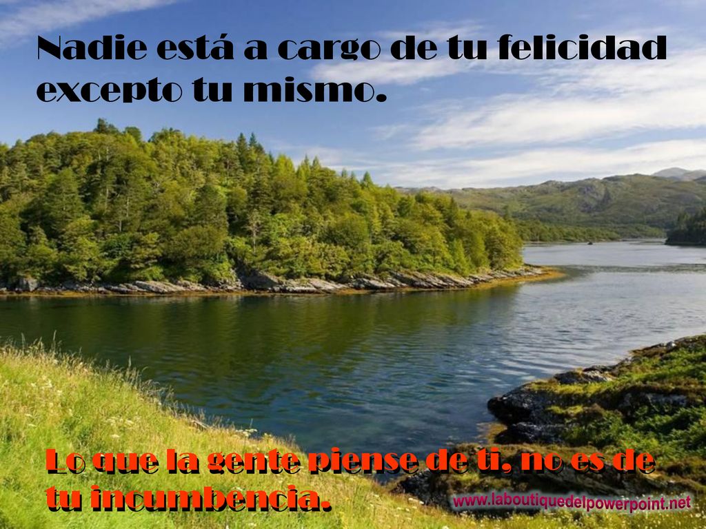 Nadie está a cargo de tu felicidad excepto tu mismo.
