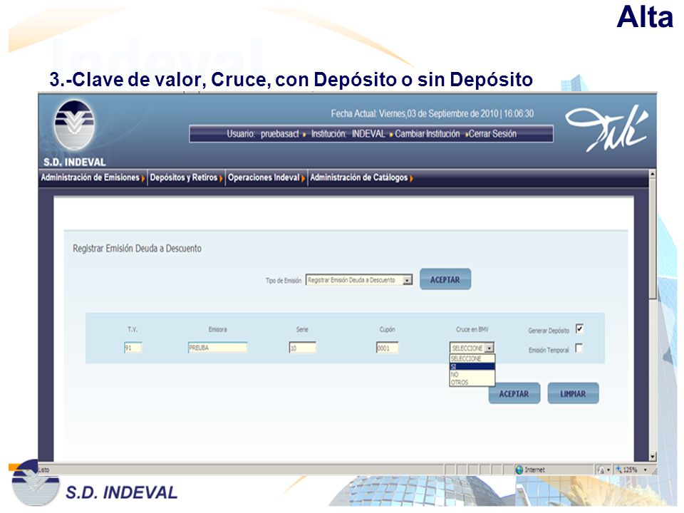 Alta 3.-Clave de valor, Cruce, con Depósito o sin Depósito