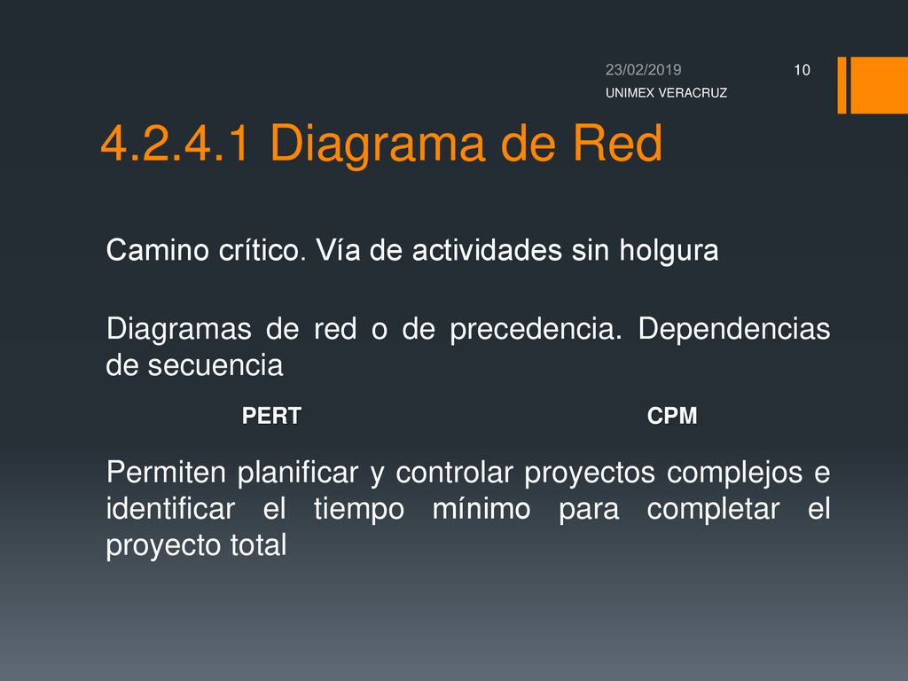 Diagrama de Red Camino crítico. Vía de actividades sin holgura