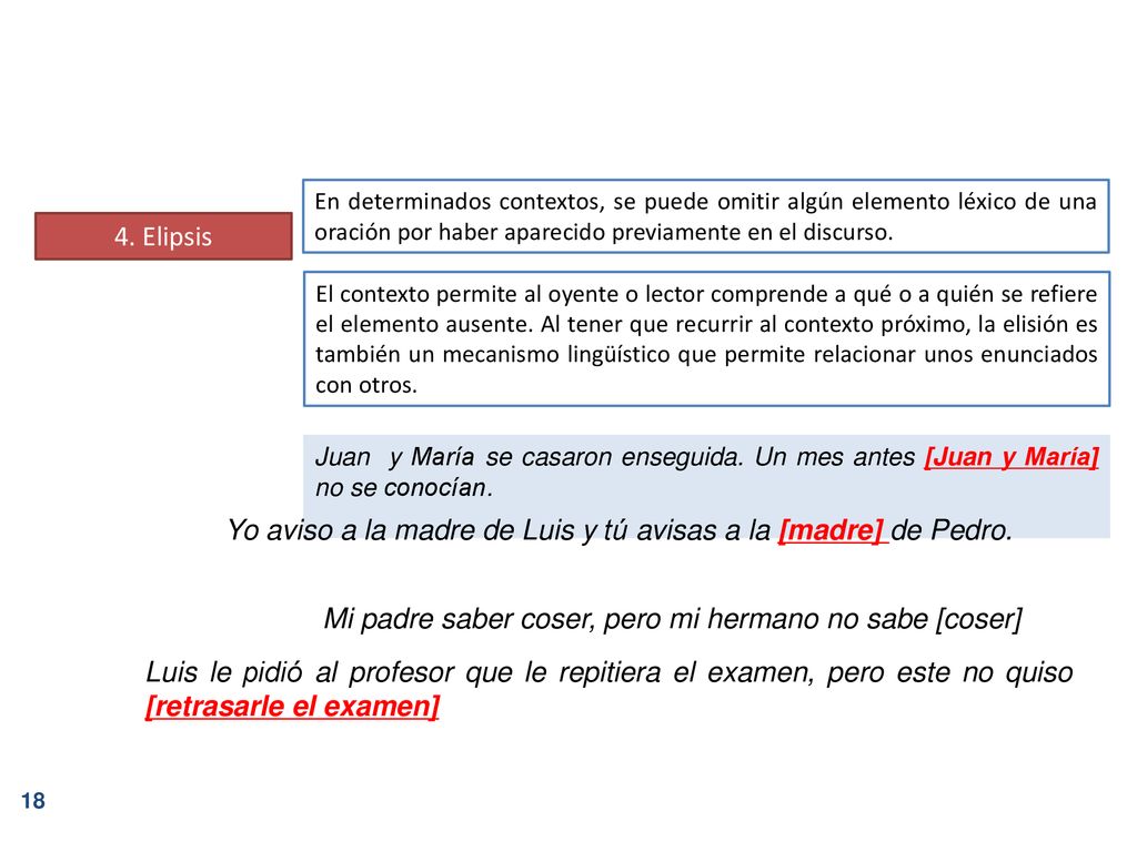 Yo aviso a la madre de Luis y tú avisas a la [madre] de Pedro.