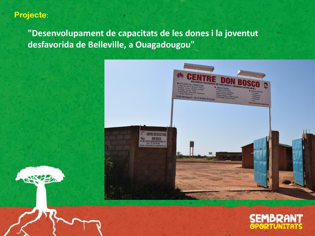 Projecte: Desenvolupament de capacitats de les dones i la joventut desfavorida de Belleville, a Ouagadougou