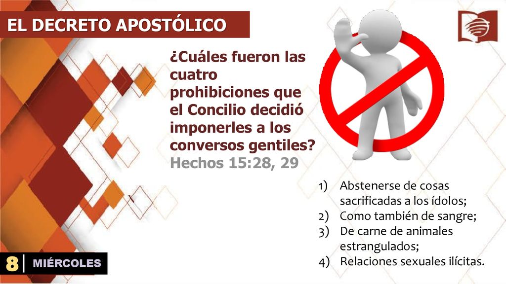 EL DECRETO APOSTÓLICO ¿Cuáles fueron las cuatro prohibiciones que el Concilio decidió imponerles a los conversos gentiles