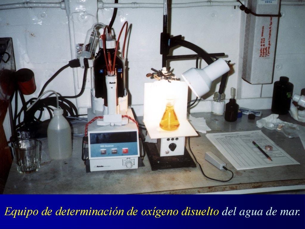 Equipo de determinación de oxígeno disuelto del agua de mar.