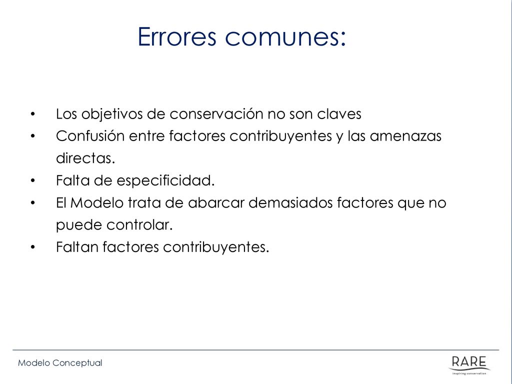 Errores comunes: Los objetivos de conservación no son claves
