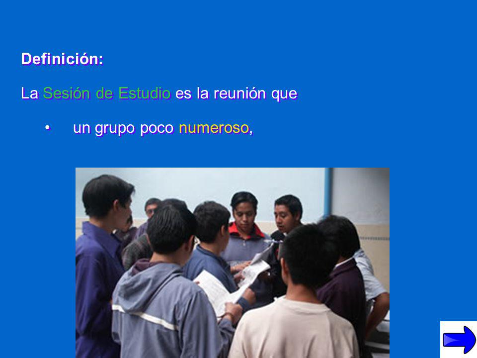 Definición: La Sesión de Estudio es la reunión que un grupo poco numeroso,