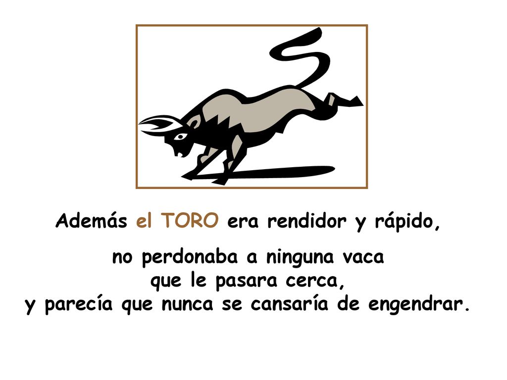 Además el TORO era rendidor y rápido, no perdonaba a ninguna vaca