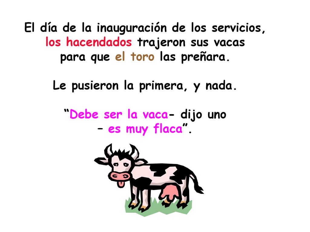 Le pusieron la primera, y nada. Debe ser la vaca- dijo uno