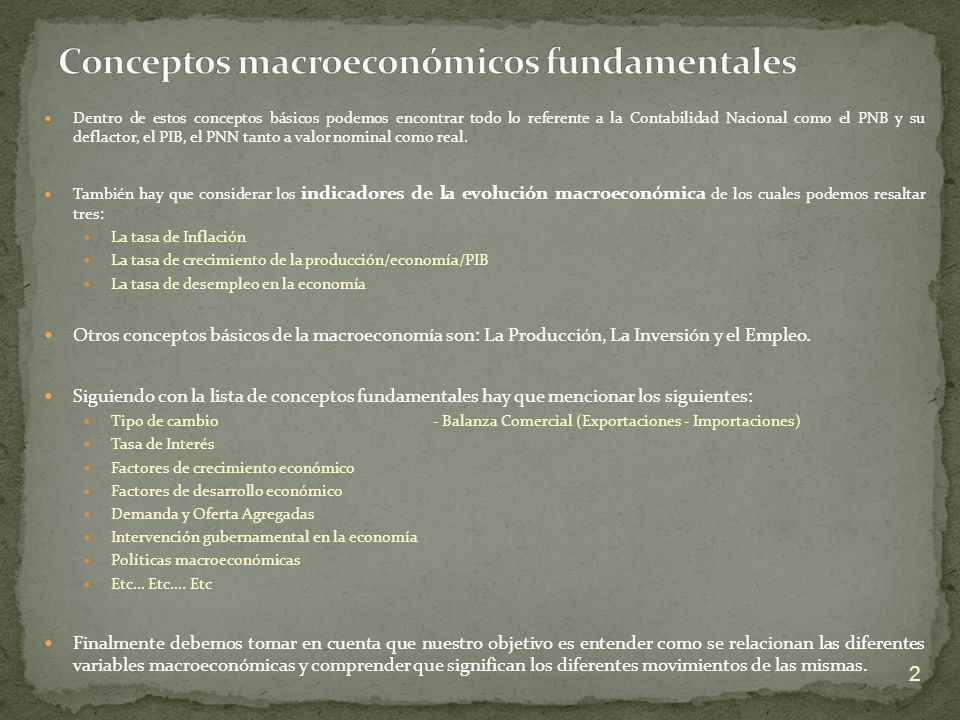 Conceptos macroeconómicos fundamentales