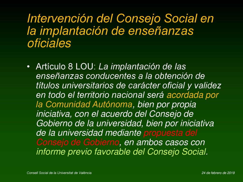 24/02/2019 Intervención del Consejo Social en la implantación de enseñanzas oficiales.