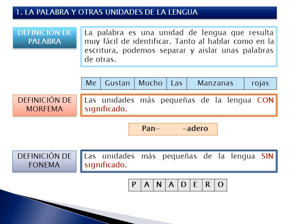 1. LA PALABRA Y OTRAS UNIDADES DE LA LENGUA