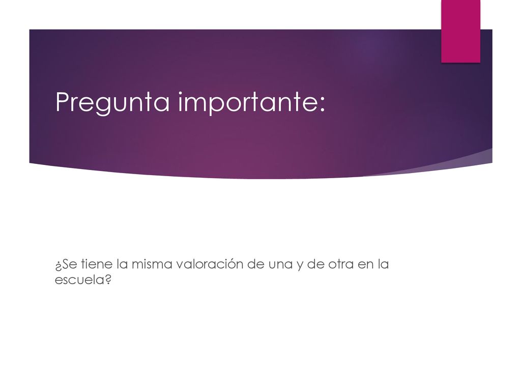 Pregunta importante: ¿Se tiene la misma valoración de una y de otra en la escuela