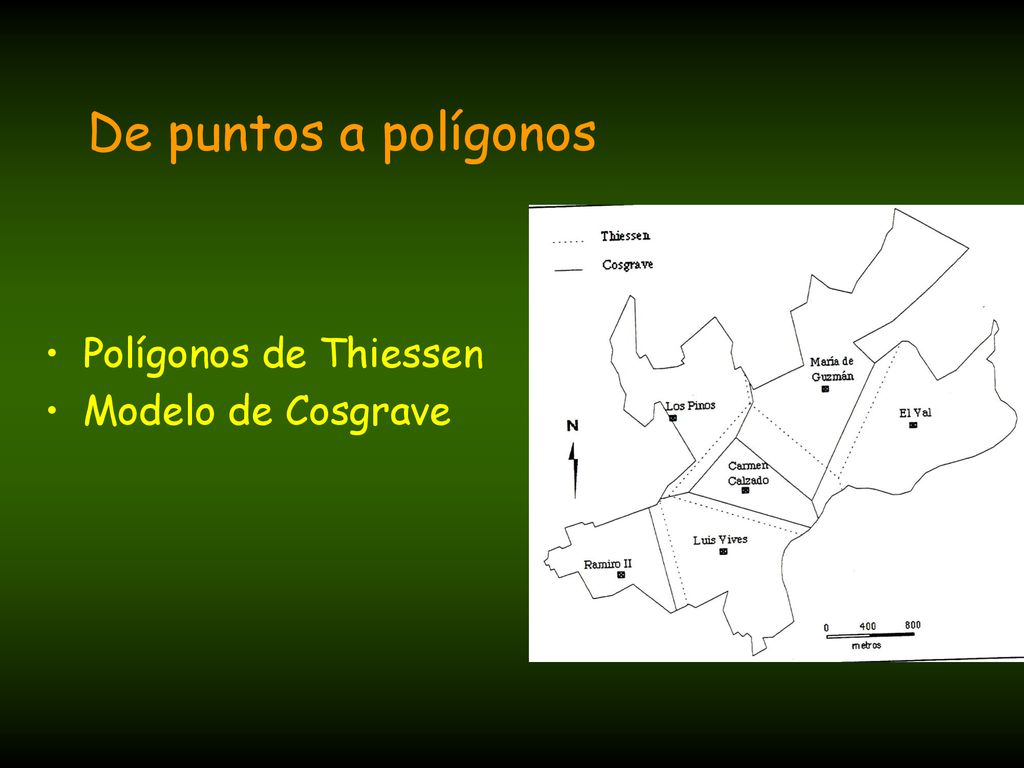 De puntos a polígonos Polígonos de Thiessen Modelo de Cosgrave