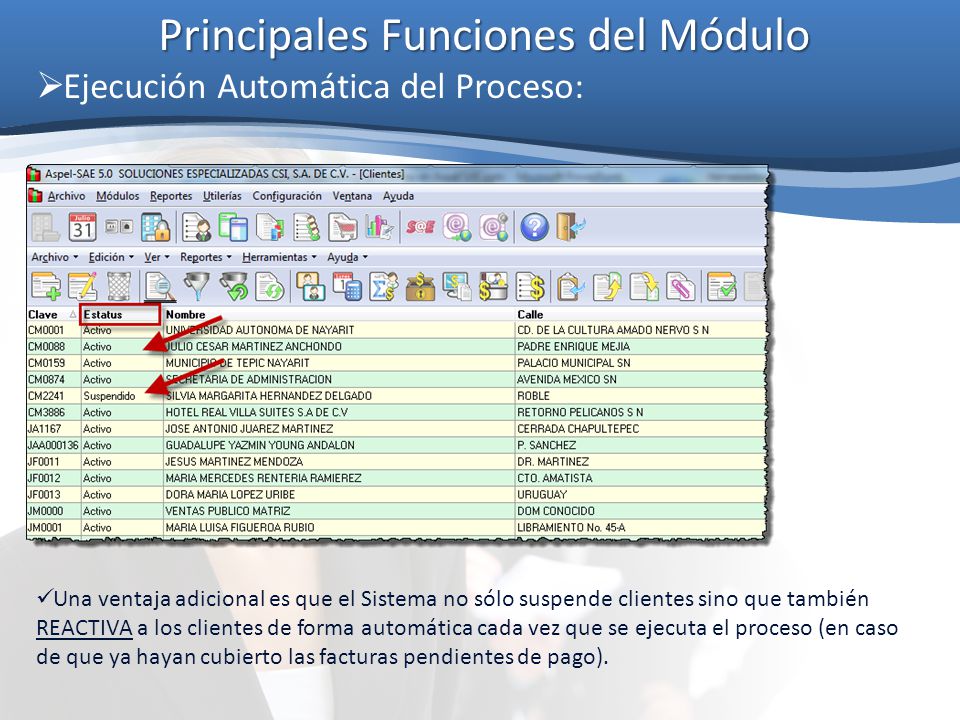 Principales Funciones del Módulo