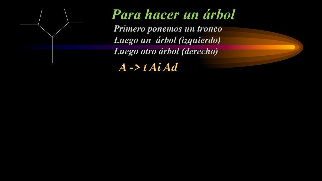 Para hacer un árbol A -> t Ai Ad Primero ponemos un tronco