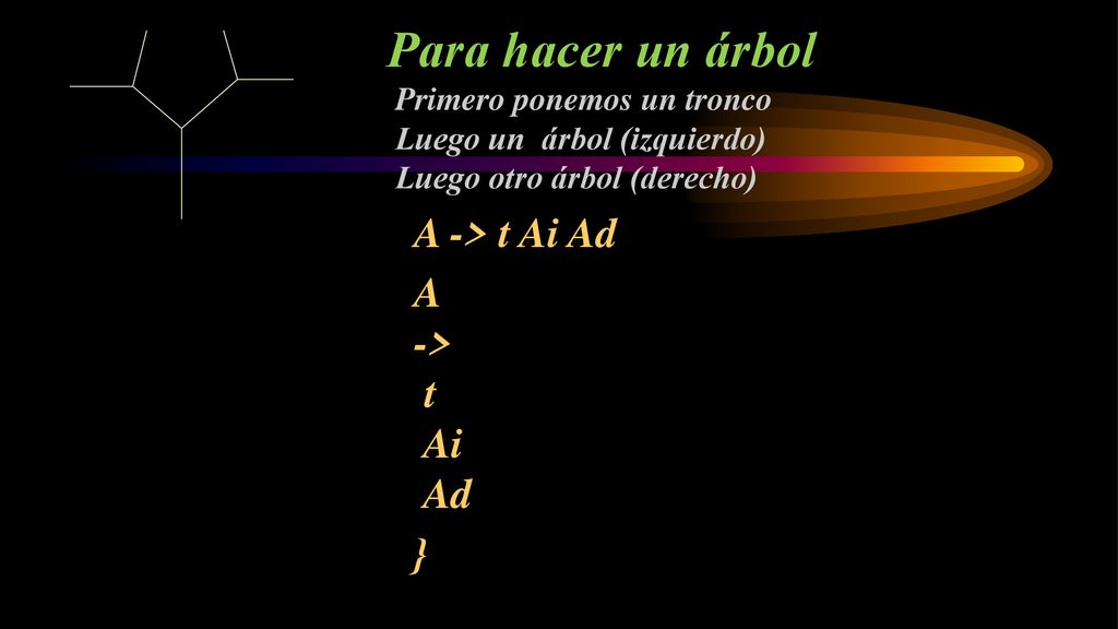 Para hacer un árbol A -> t Ai Ad A -> t Ai Ad }