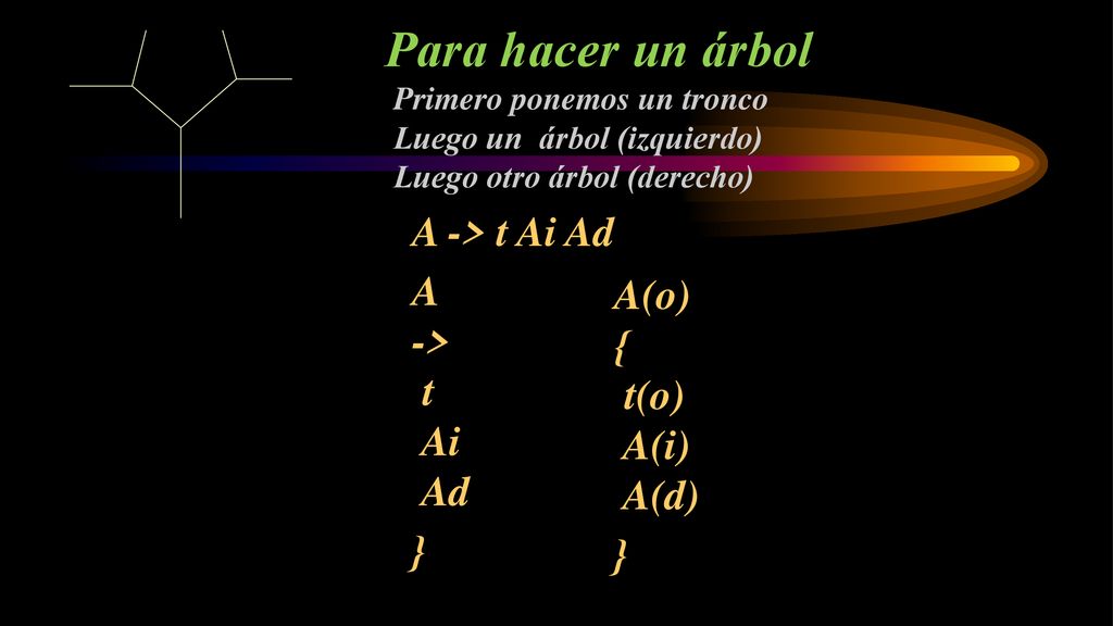 Para hacer un árbol A -> t Ai Ad A -> t Ai Ad }