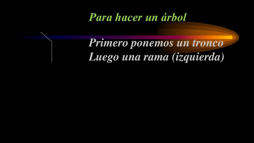 Para hacer un árbol Primero ponemos un tronco Luego una rama (izquierda)