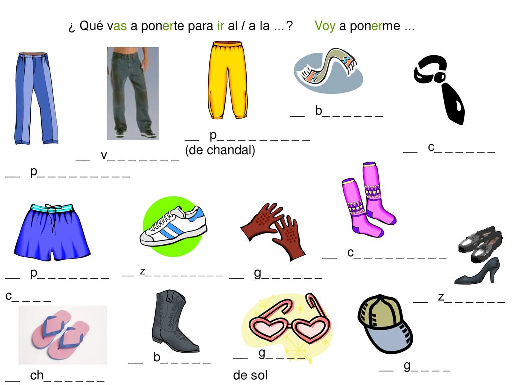 ¿ Qué vas a ponerte para ir al / a la … Voy a ponerme …