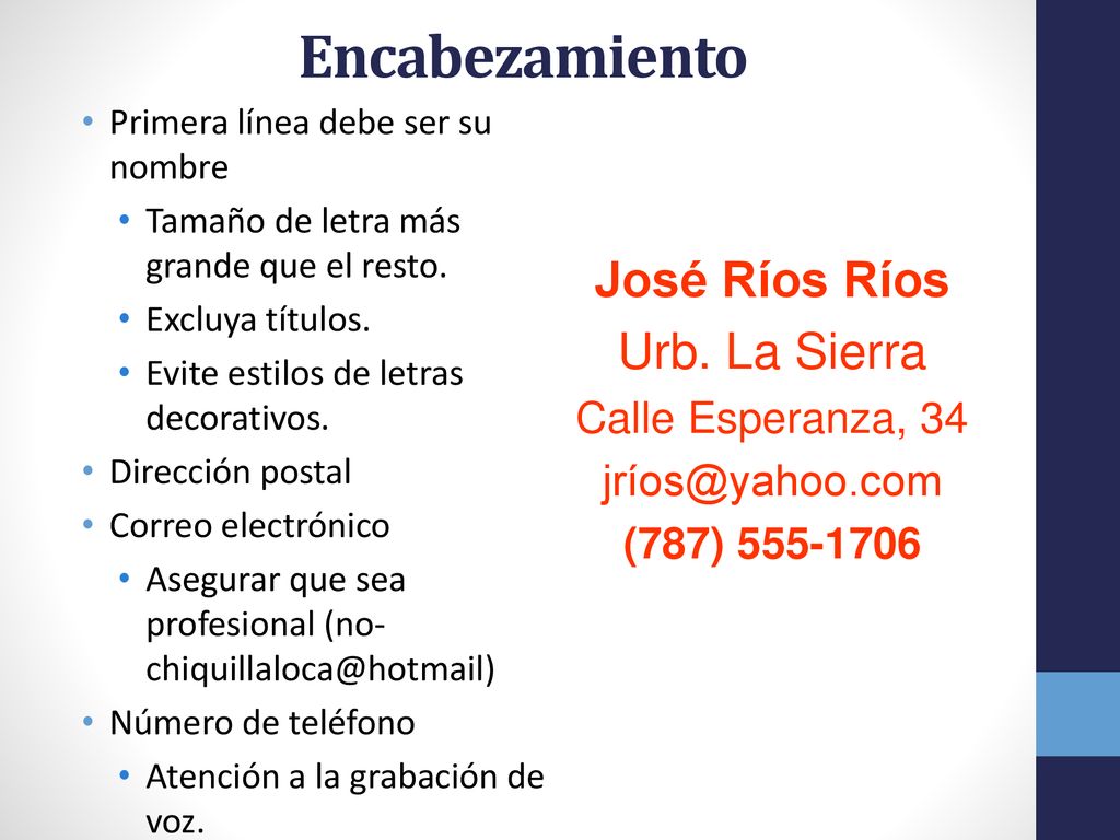 Encabezamiento José Ríos Ríos Urb. La Sierra Calle Esperanza, 34