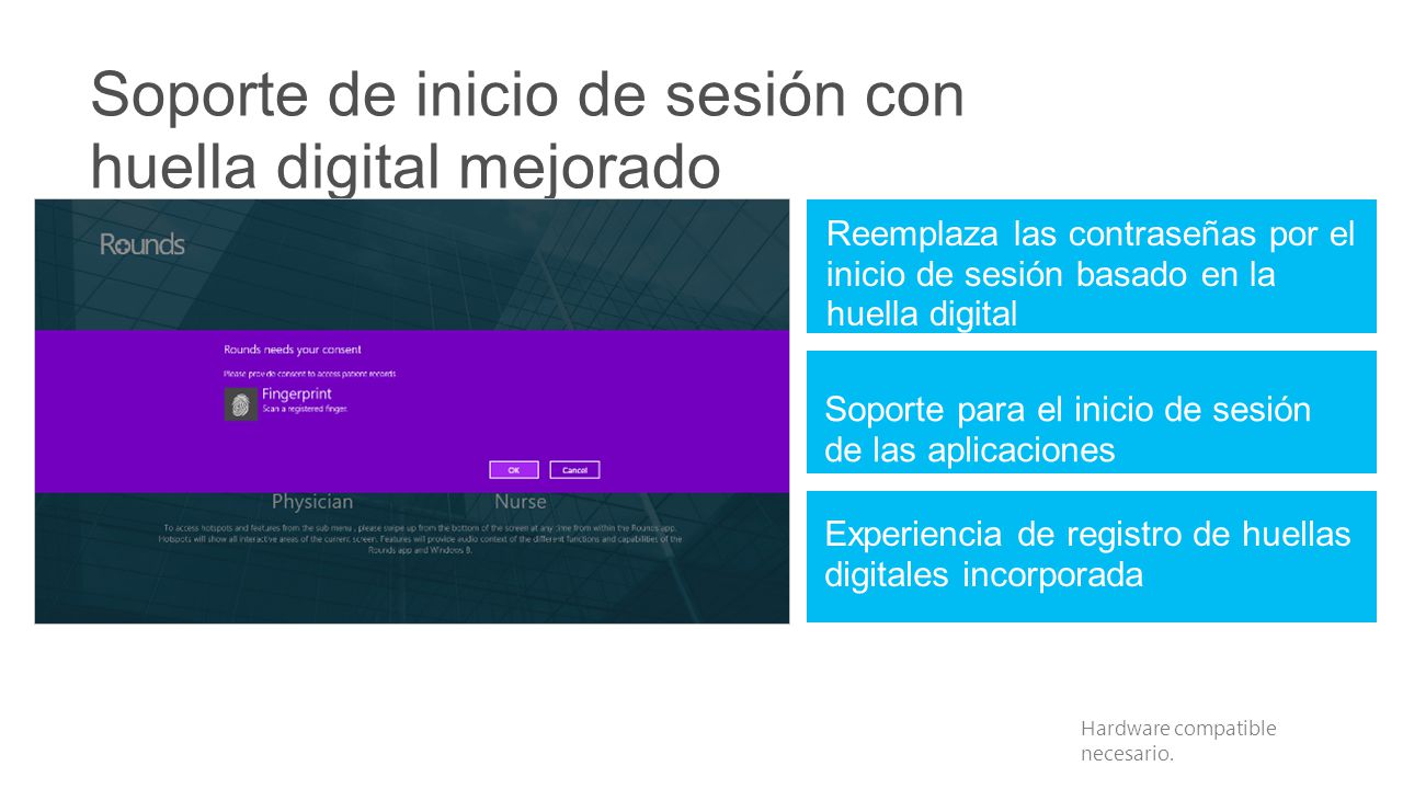 Soporte de inicio de sesión con huella digital mejorado