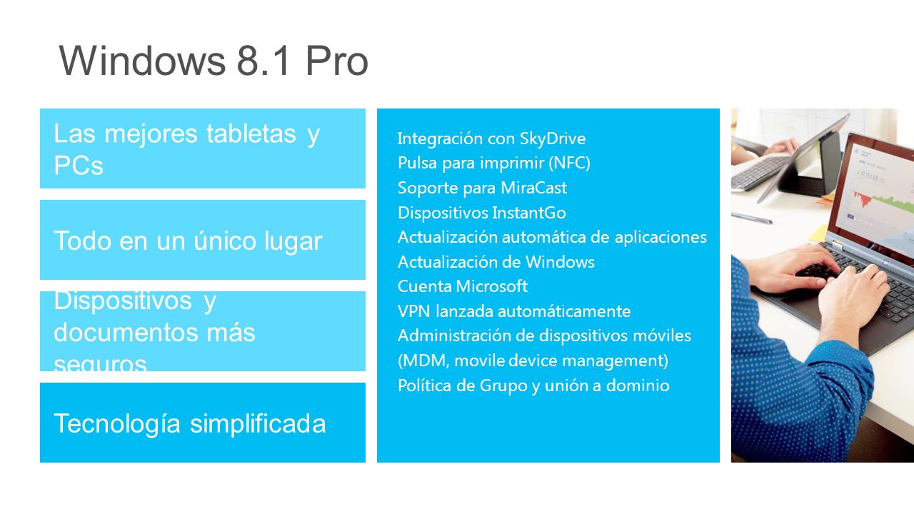 Windows 8.1 Pro Las mejores tabletas y PCs Todo en un único lugar