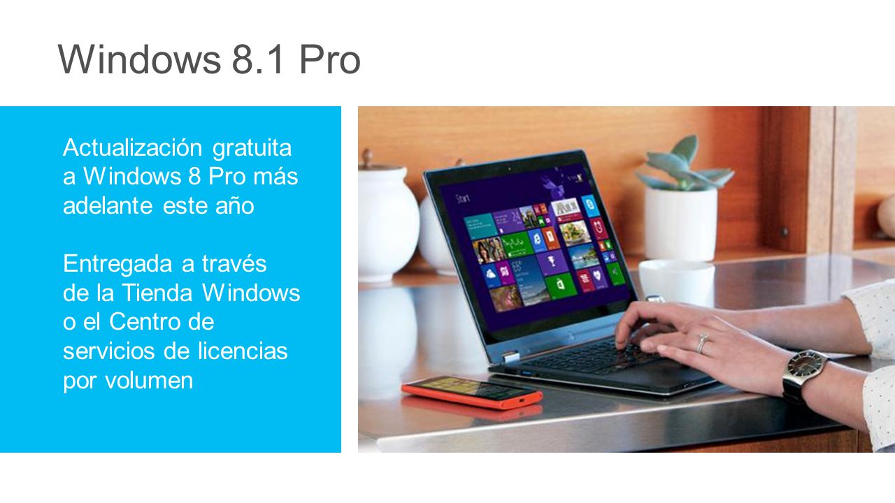 Windows 8.1 Pro Actualización gratuita a Windows 8 Pro más adelante este año.